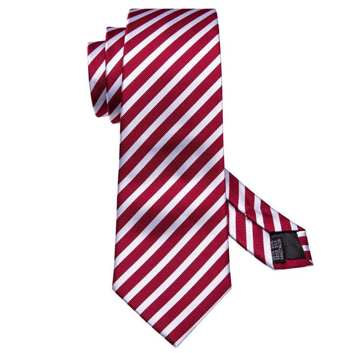 Red White Striped Men's silk tie for dark navy suit