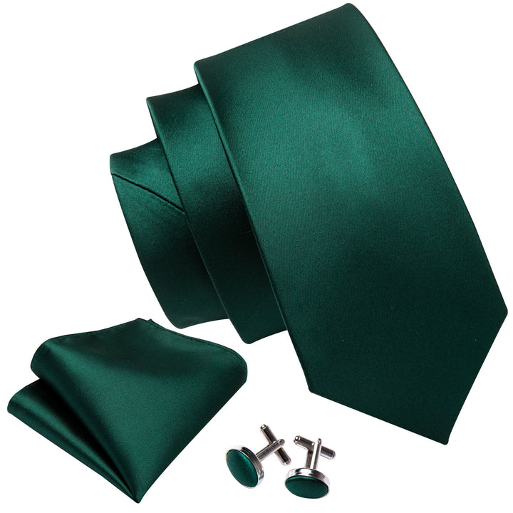 dark green tie Pocket Square Cufflinks Set