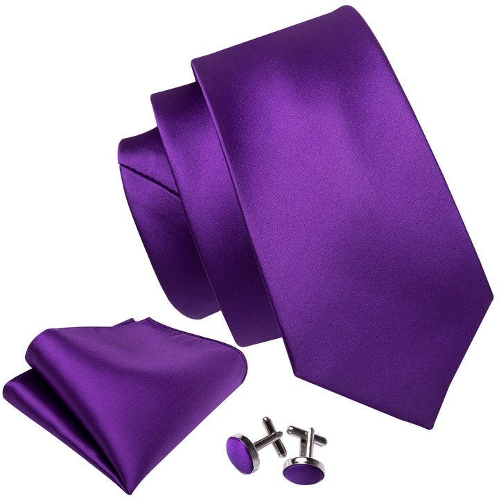 silk mens solid purple pocket square tie set