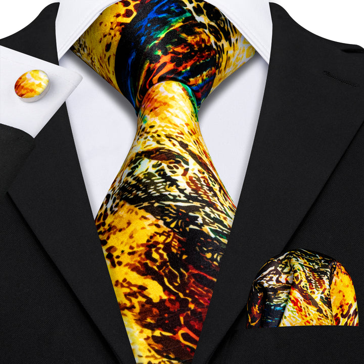 novelty yellow blue green orange colourful  tie set for mens