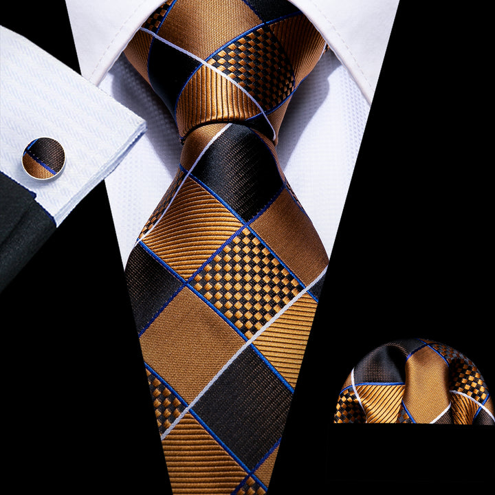 Golden Black Brown plaid ties
