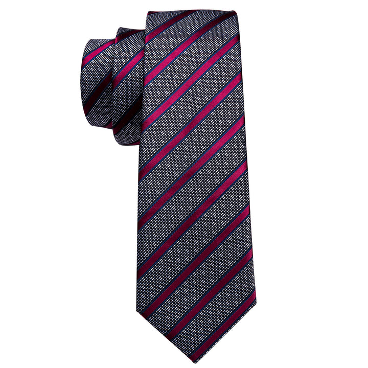 business work striped black and dark red mens tie sets