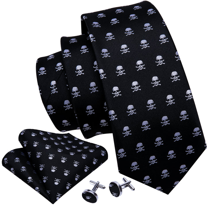 Black Tie Novelty Skull Men's silk neck tie