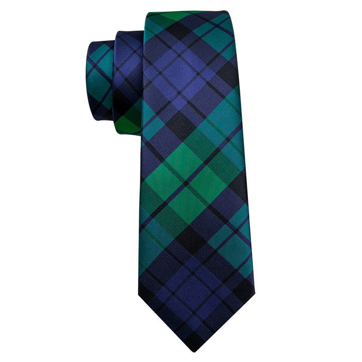 plaid green blue knitted navy tie