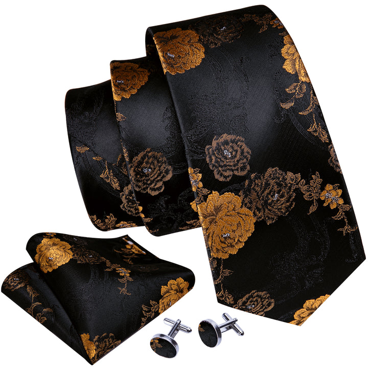  Black Golden Floral pattern ties