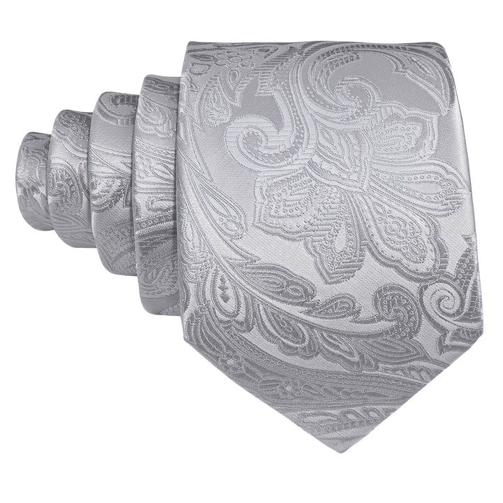 Cloud Grey floral silk tie for men