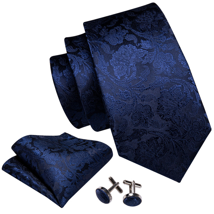 mens silk floral royal blue pocket squares cufflinks set