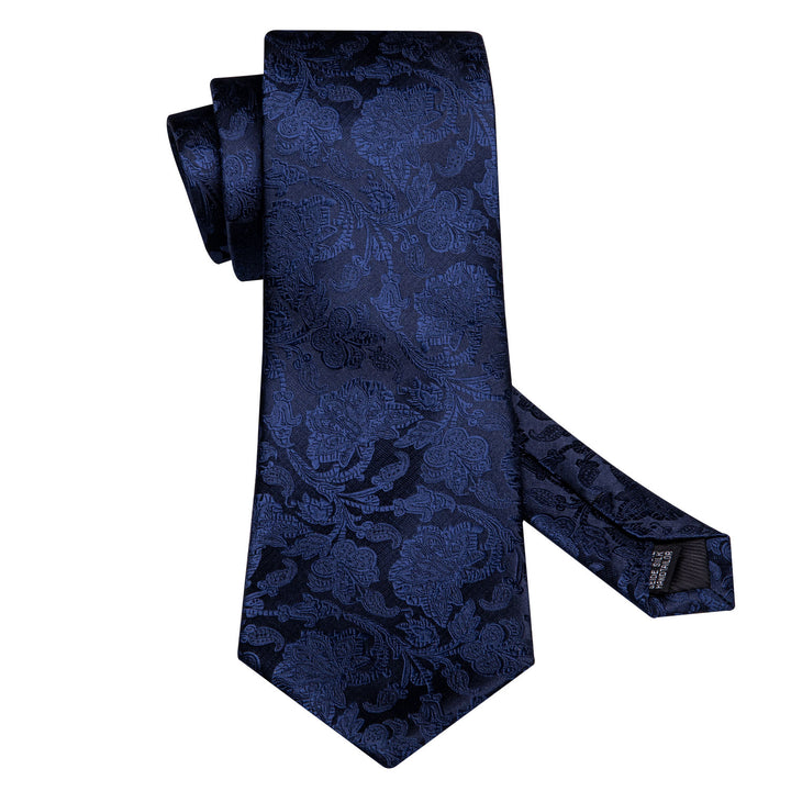 Navy Blue Floral Men's silk ties and pocket squares