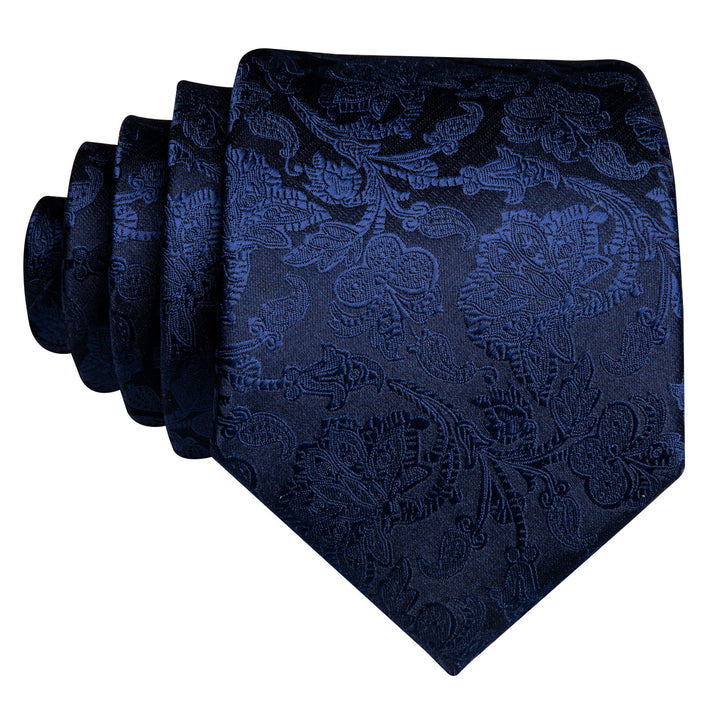 floral blue black silk necktie