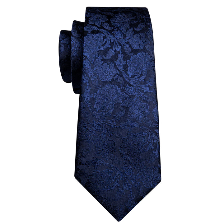 Navy Blue Floral Men's Silk 63 Inches Extra Long ties suit