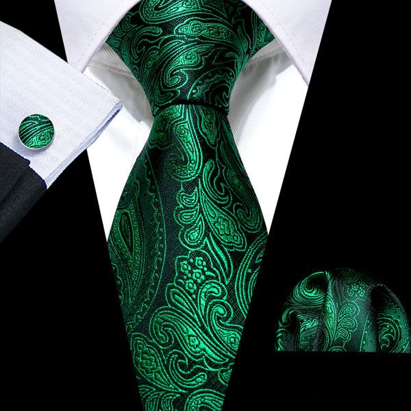 mens silk green flower tie