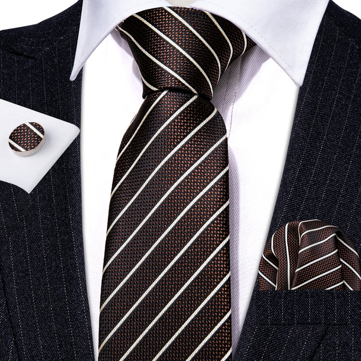Chocolate Brown Striped Men's Tie 