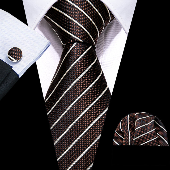 Chocolate Brown Striped Men's Tie 