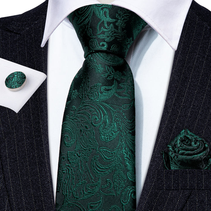 mens silk black green floral ties and pocket squares