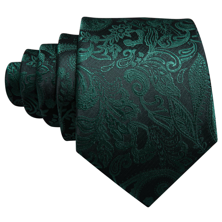 deep green dark floral tie