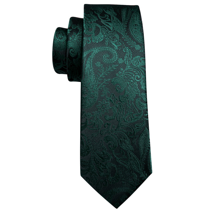deep green floral silk men suit tie