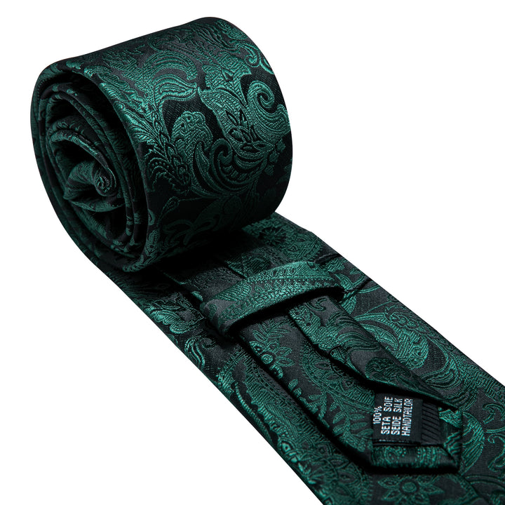 Black Deep Green Paisley Men's Suit cheap skinny ties
