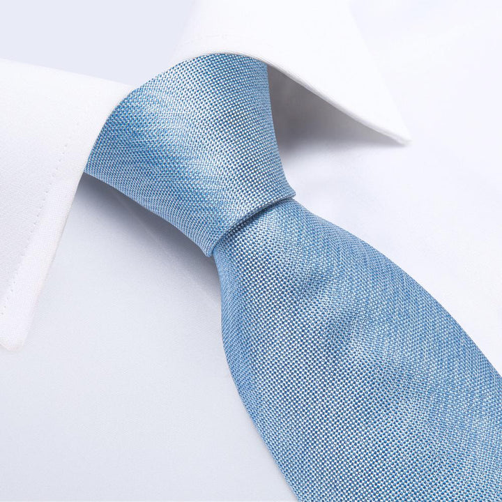GUSLESON Solid Color Necktie, Pocket Square And Cufflinks Set For Men - Gift Box Included