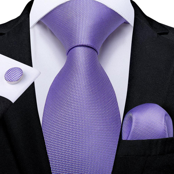 Purple Solid Tie Pocket Square Cufflinks Set 8cm