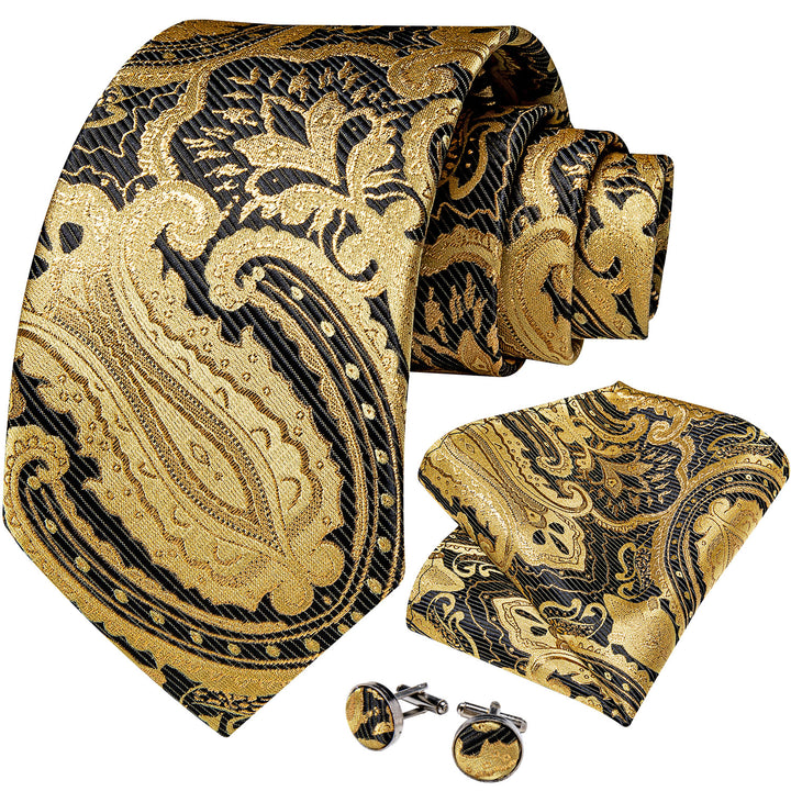 floral gold mens black tie