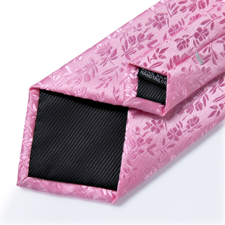 new arrival mens silk pink floral tie hanky cufflinks set