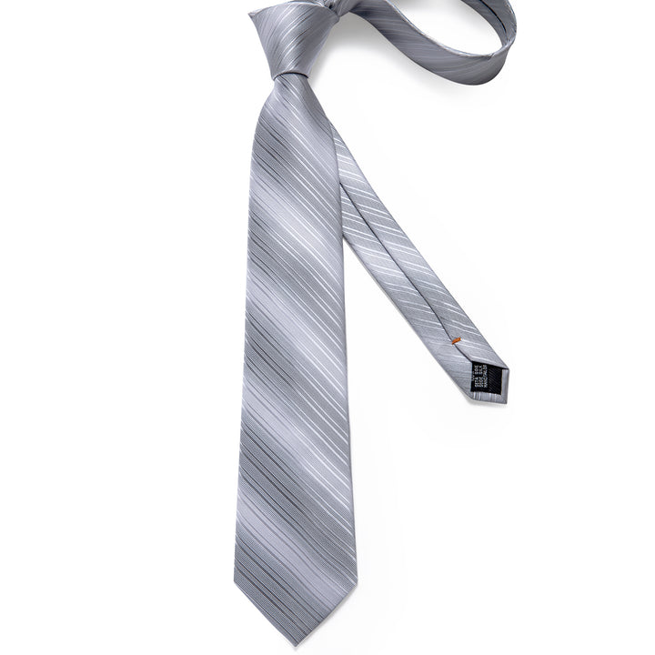 grey striped silk silver tie