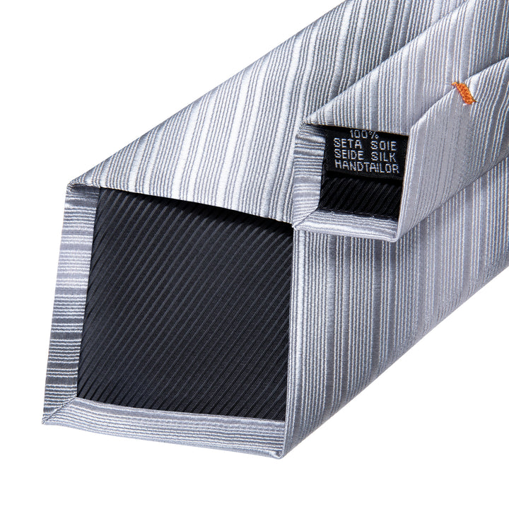 Silver Grey Striped best ties to wear with black suit