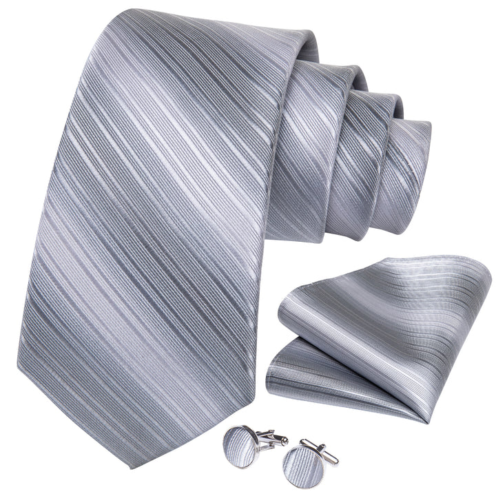 Silver Grey Striped silk menswear tie