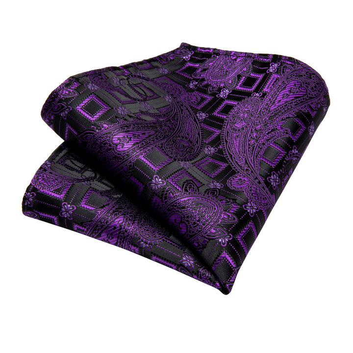  Black Purple Paisley silk dress ties for men