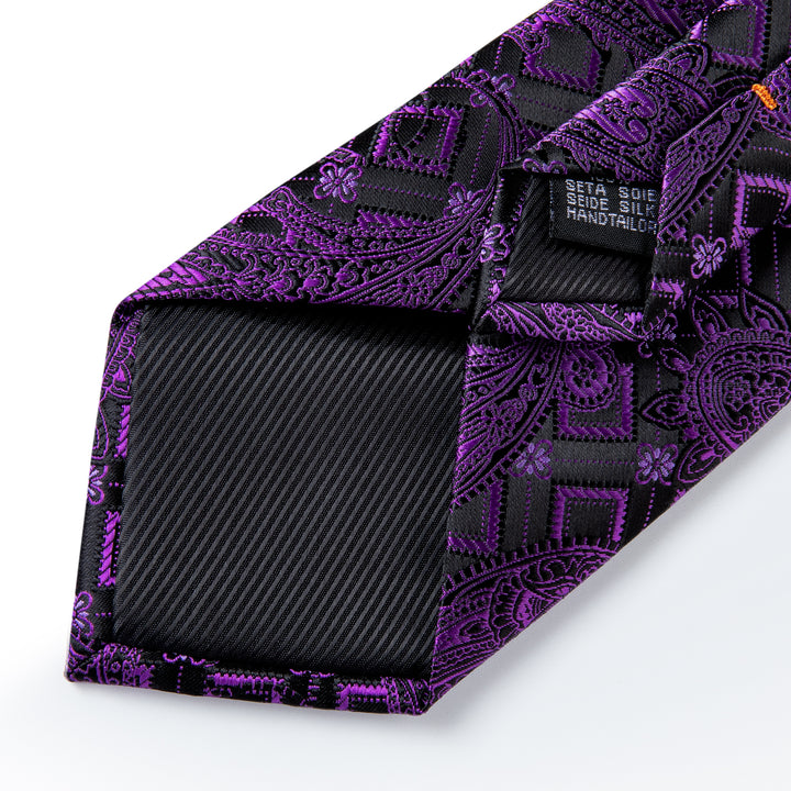 Black Purple Paisley Men's silk best neckties