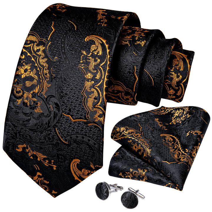black gold floral silk mens suit ties