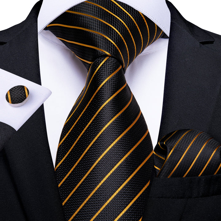 Black Tie Brown Striped Men's Necktie 