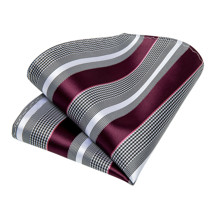 red grey white striped silk tie for men