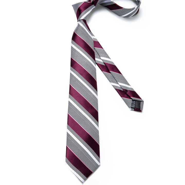 striped silk black white red ties for men