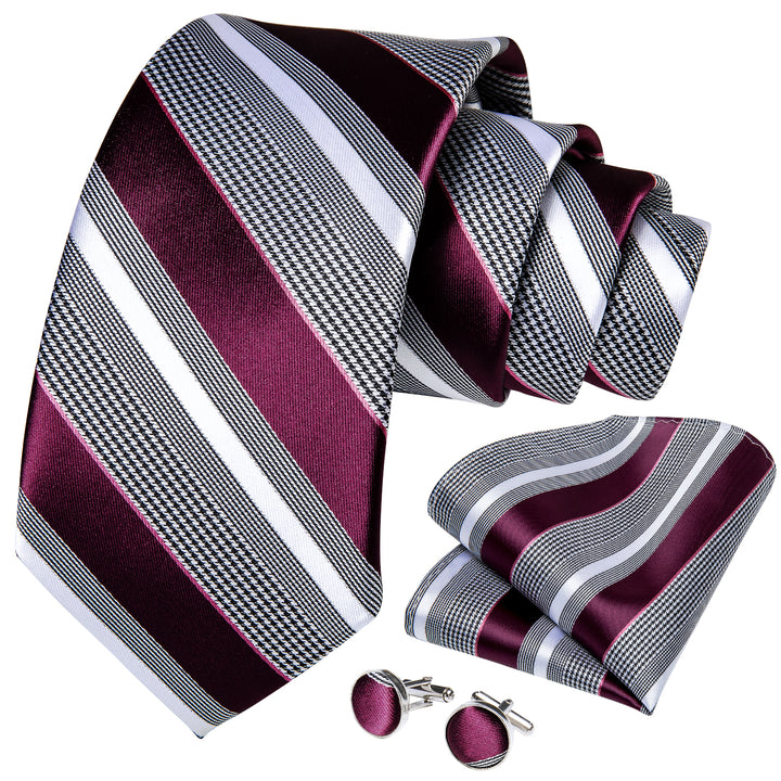 red grey white striped silk men's ties