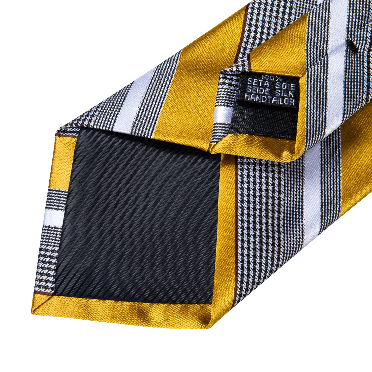 Grey Yellow Striped Tie Pocket Square Cufflinks Set Formal