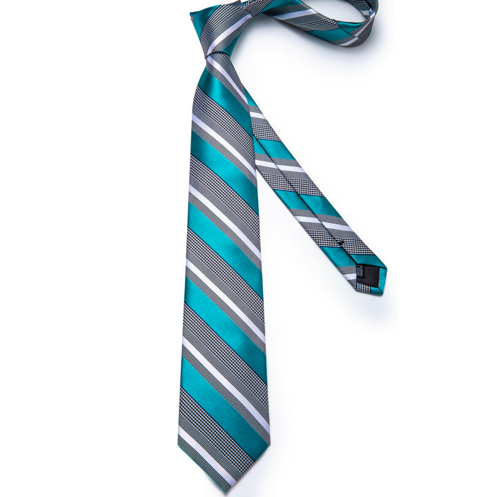 blue gray and white striped tie