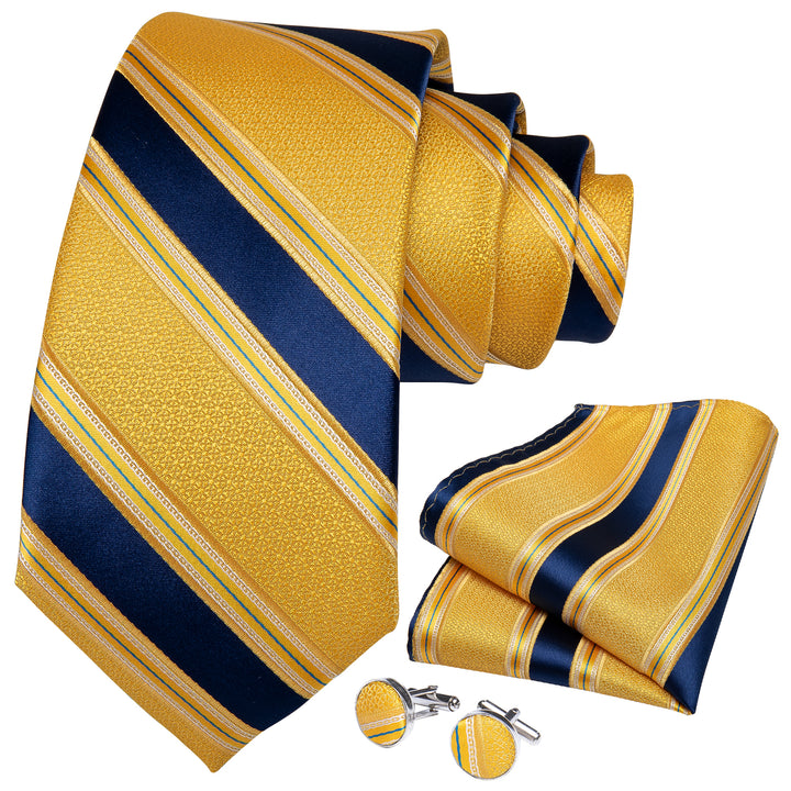 high quality gold blue mens silk striped ties