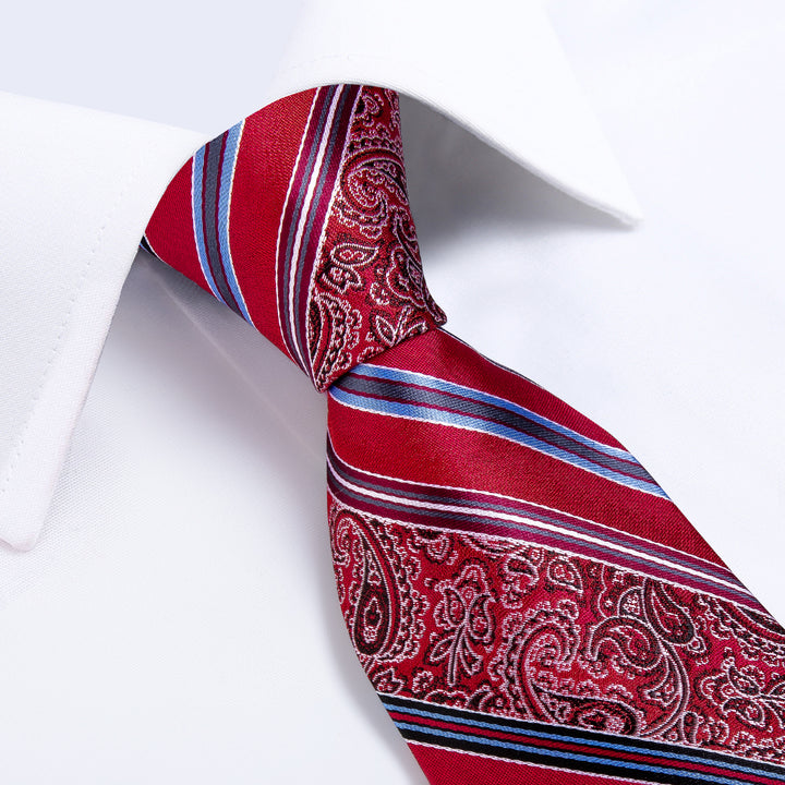 Red Pattern Striped Men's wedding party ties