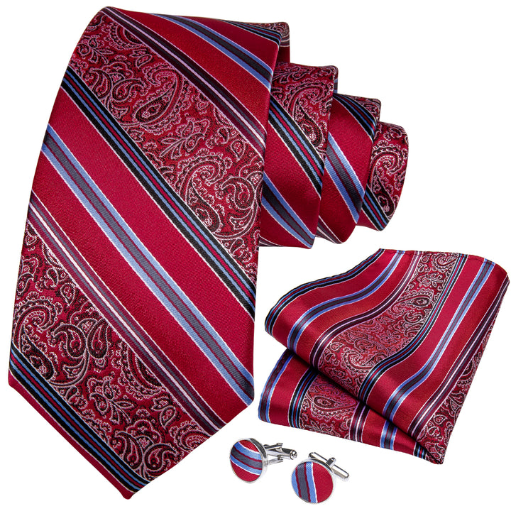 ed Pattern Striped Men's Necktie Pocket Square Cufflinks Se