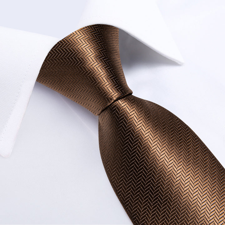 Mens Tie Brown Striped Silk skinny tie