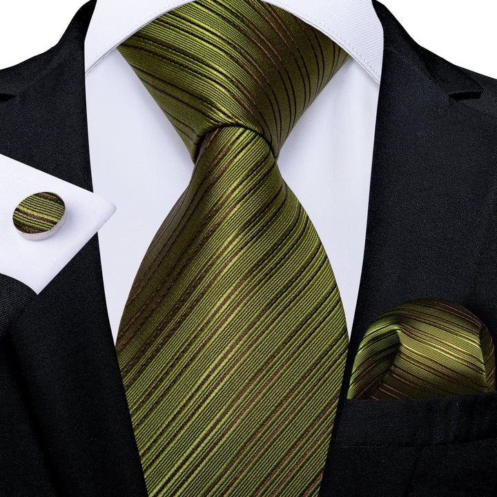 striped olive green and sage green mens tie