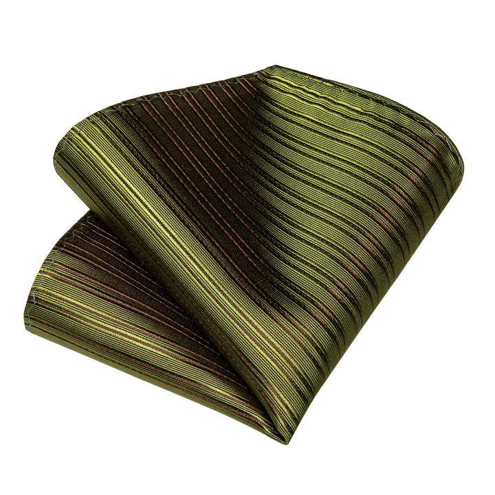 Olive Green Striped Men's Silk Tie