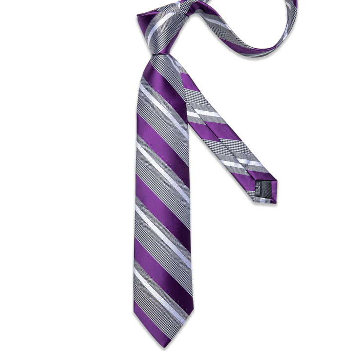Purple Grey Striped Silk mens tiesyou store neckties