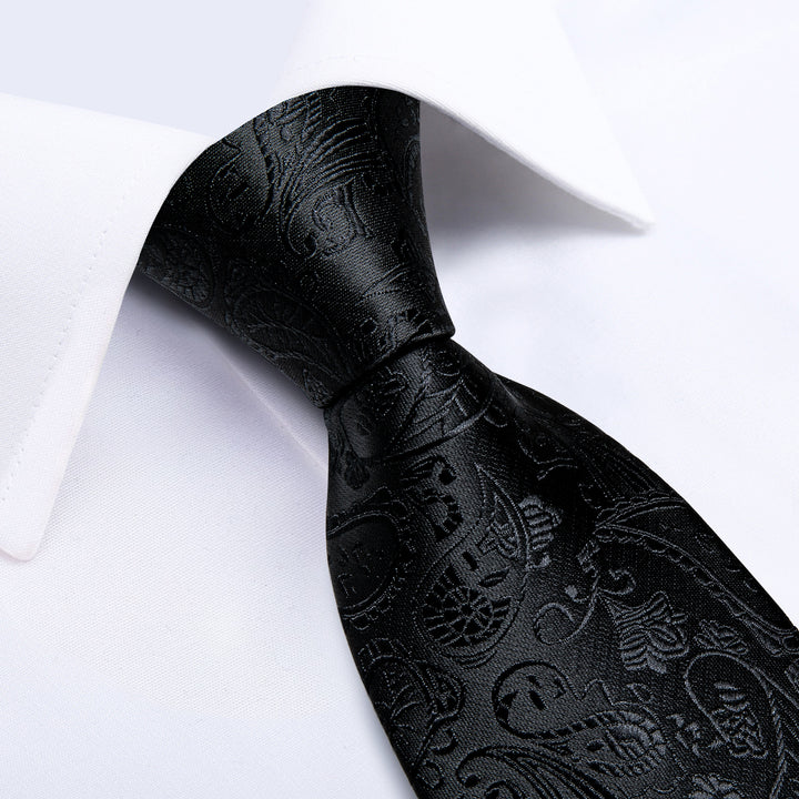 Silk Tie Dark Black Paisley Men's ties sale