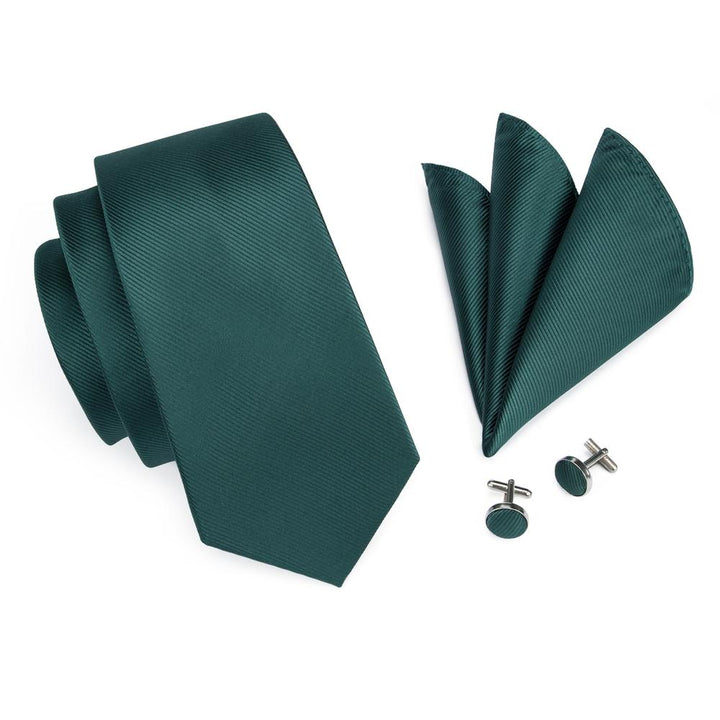 Solid silk pine green tie for men