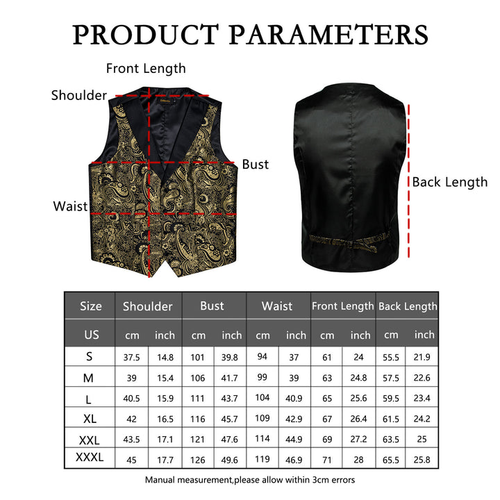 mens stylish vest size chart