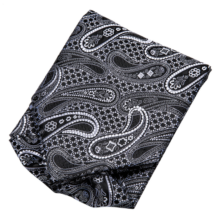 Black Paisley Silk Ascot best tie to wear with black suit