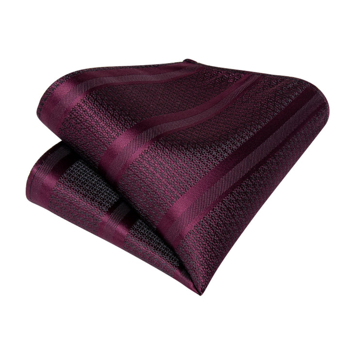 New Purplish Red Silk Cravat Woven Ascot Tie Pocket Square Handkerchief Suit Set (4601459474513)