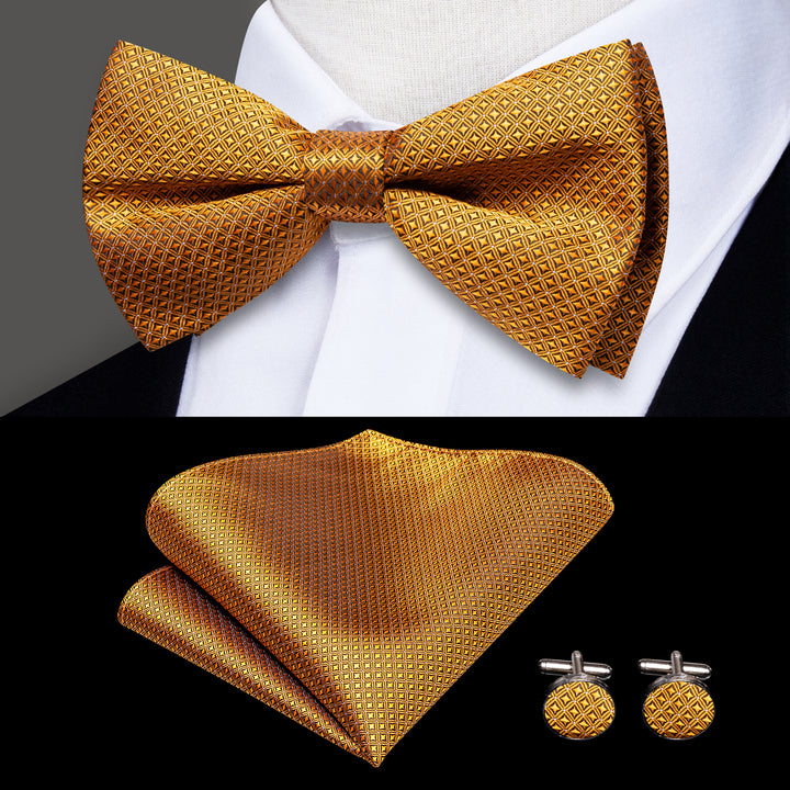Golden Plaid Y Back Brace Clip-on Men's Suspender with Bow Tie Set ...